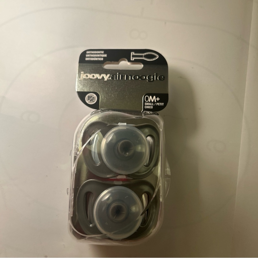 Joovy Airnoogie Orthodontic Pacifiers 0M+ 2-Pack Silicone Natural Touch Gray